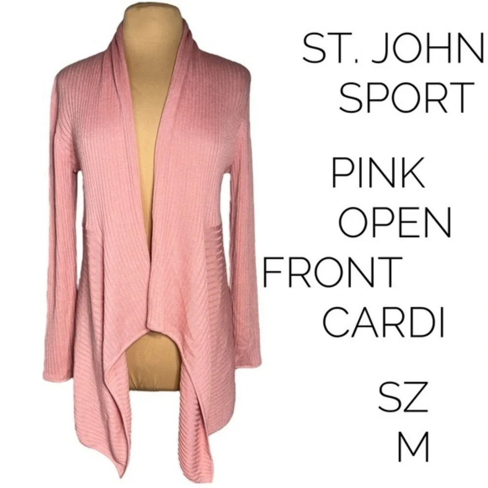 ST. JOHN pink open front cardigan size M - Picture 1 of 8